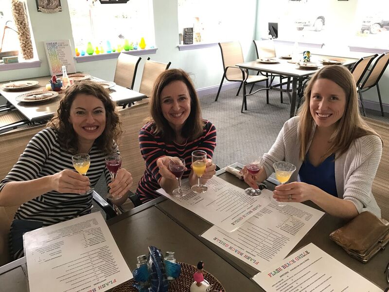 three women at brunch