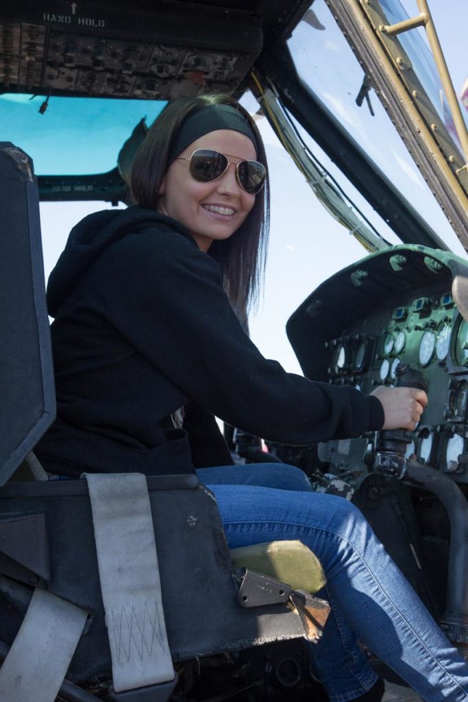 woman piloting a helicopter